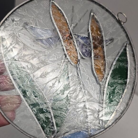 Vintage 3D DRAGONFLY STAINED GLASS WINDOW PANEL SUN CATCHER - Picture 7 of 8